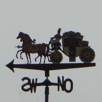 Pr�chtige zweisp�nnige Kutsche mit Kutscher; Kutsche; Pferd