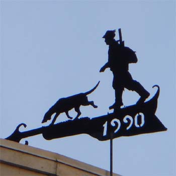 J�ger mit Jaghund; Hund; Beruf; Jahreszahl 1990